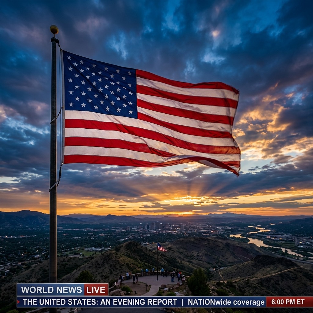 Majestic American flag waving in the wind